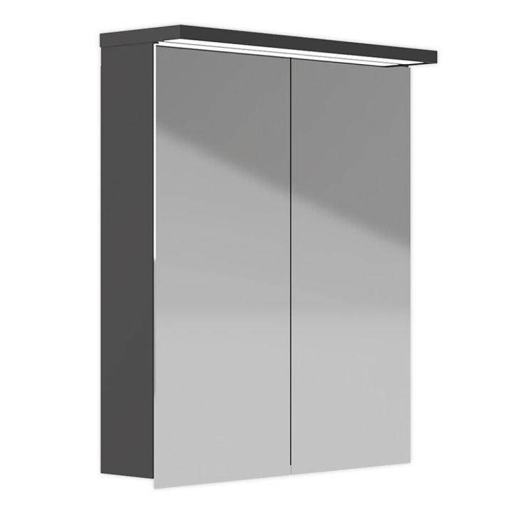 LED-valaisinpeilikaappi Polaria Klara 600 Vasen Mattaharmaa 70 x 60 x 19 cm