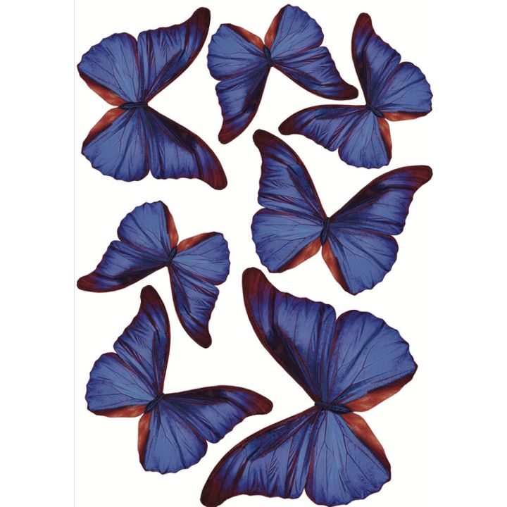 Seinätarra 3D Plage Siniset Perhoset 7 x 3D