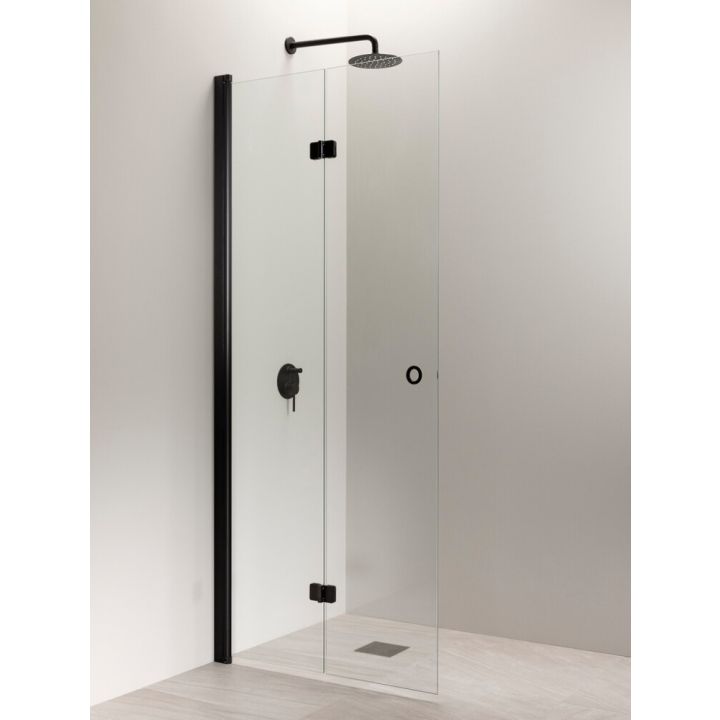 Taittuva suihkuseinä Vihtan Puro 5 rengasvedin kirkas musta