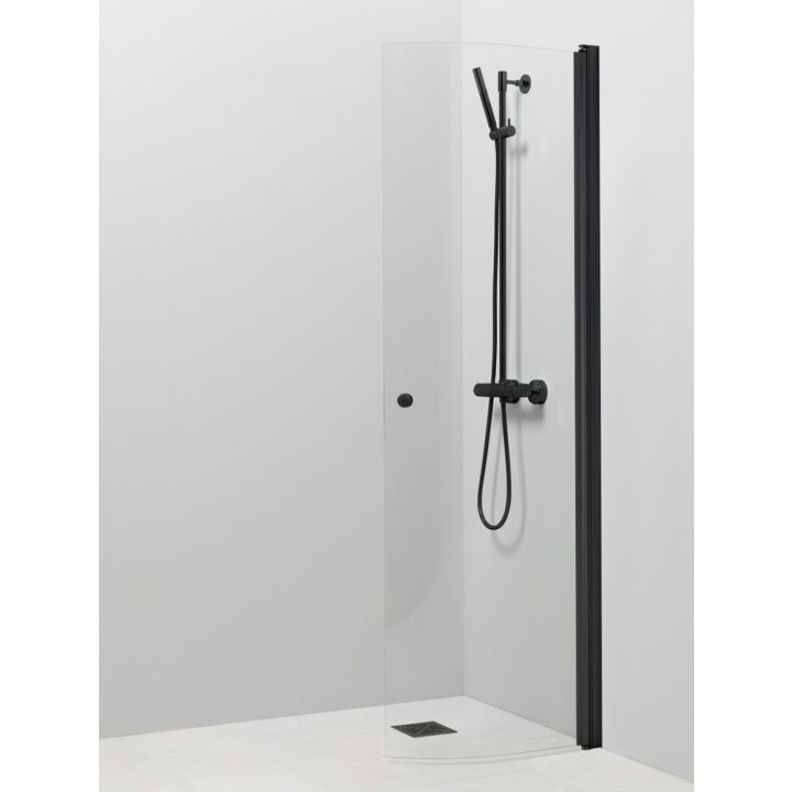 Kääntyvä suihkuseinä Vihtan Pisara 4 Musta Kirkas lasi
