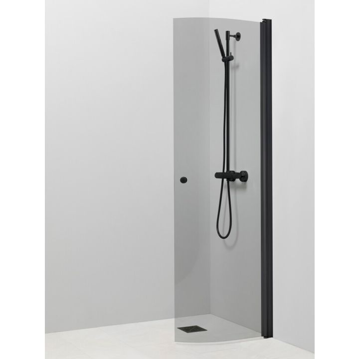 Kääntyvä suihkuseinä Pisara 4 Musta Harmaa lasi