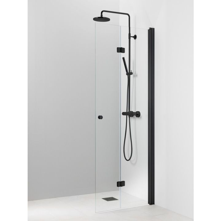 Kääntyvä suihkuseinä Pisara 5 Musta Kirkas lasi