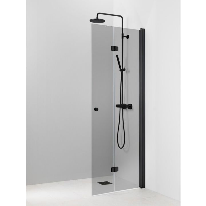 Kääntyvä suihkuseinä Pisara 5 Musta Harmaa lasi