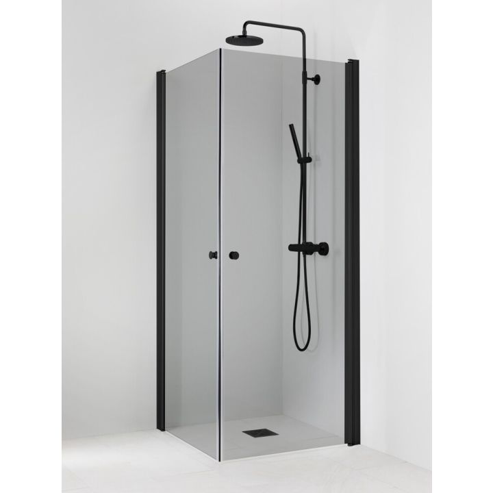 Suihkukulma Vihtan Pisara 3+3 Musta harmaa lasi