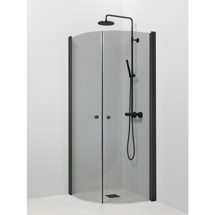 Suihkukulma Vihtan Pisara 4+4 Musta harmaa lasi