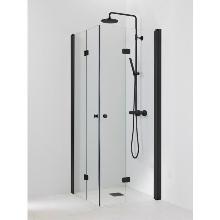 Suihkukulma Vihtan Pisara 5+5 Musta kirkas lasi