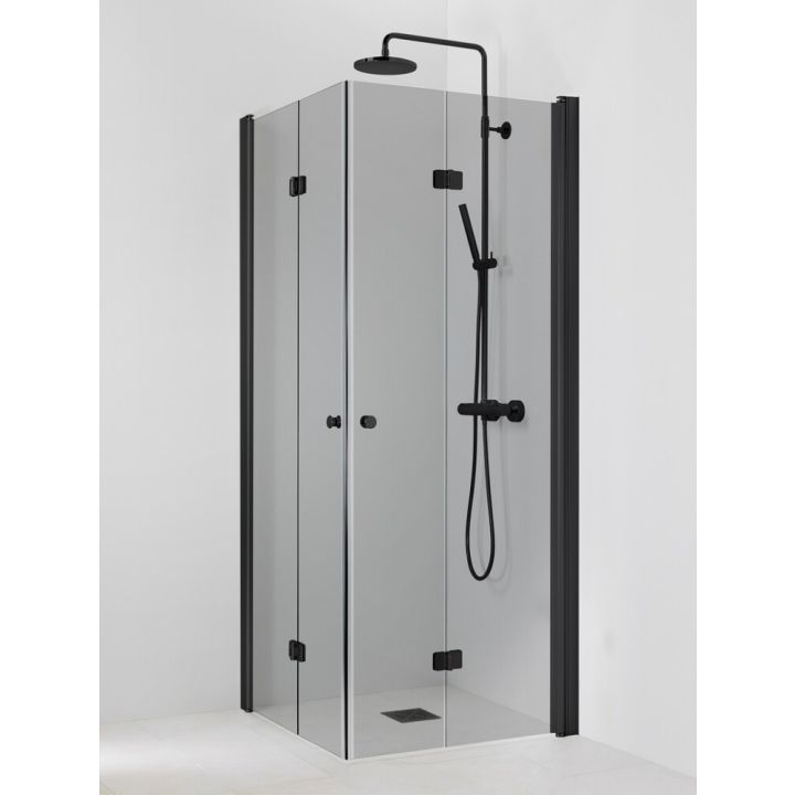 Suihkukulma Vihtan Pisara 5+5 Musta harmaa lasi