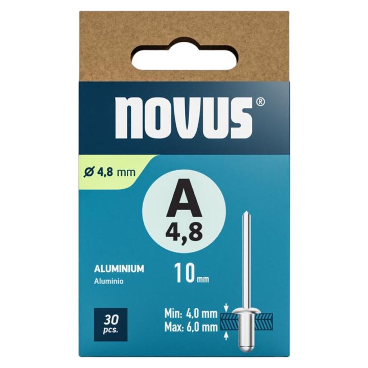 Vetoniitti Novus alumiini Ø 4,8 x 10 mm 30 kpl/pkt