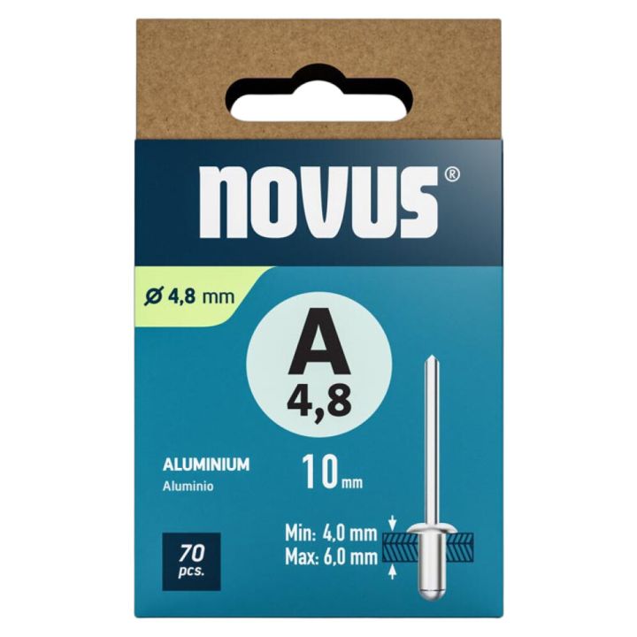Vetoniitti Novus alumiini Ø 4,8 x 10 mm 70 kpl/pkt