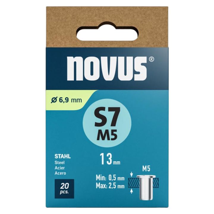 Niittimutteri Novus teräs M5 x 13 mm 20 kpl/pkt