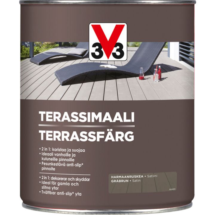 Terassimaali V33 Harmaanruskea 2,5 L