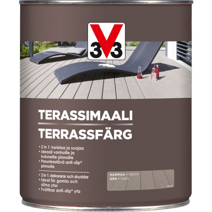 Terassimaali V33 Harmaa 5 L
