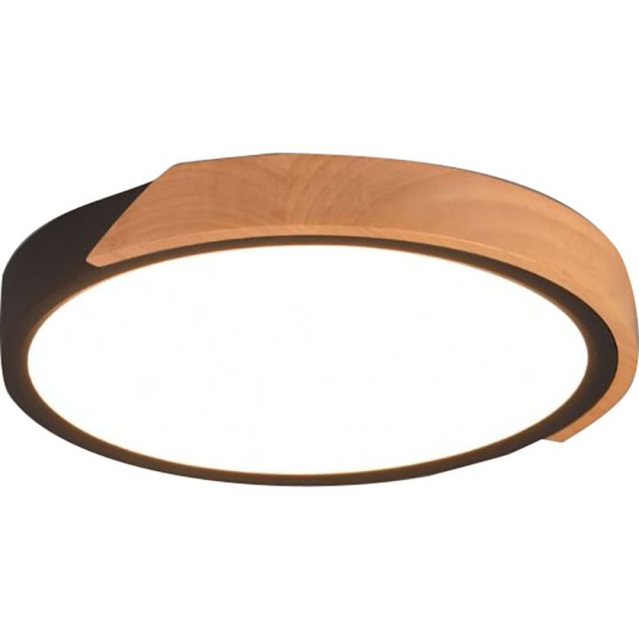 Kattovalaisin Reality Leuchten Jano Mattamusta/Puu Ø 31 cm