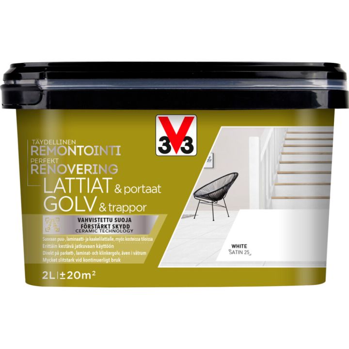 Lattia-/porrasmaali V33 Valkoinen