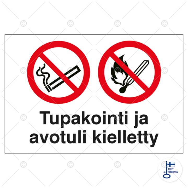 Huomiokyltti Tupakointi Ja Avotuli kielletty