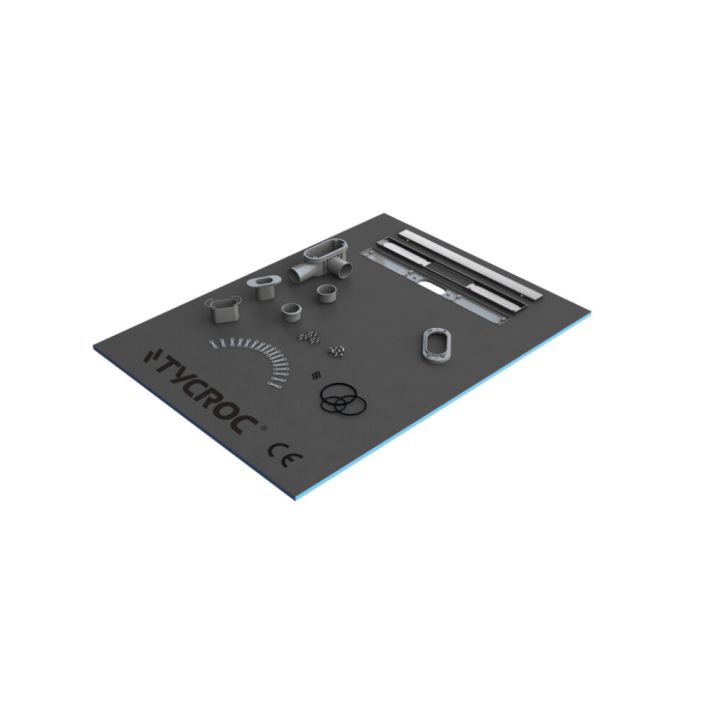 Suihkuallas + lineaarinen lattiakaivo Tycroc STL90 900 x 900 x 30 mm