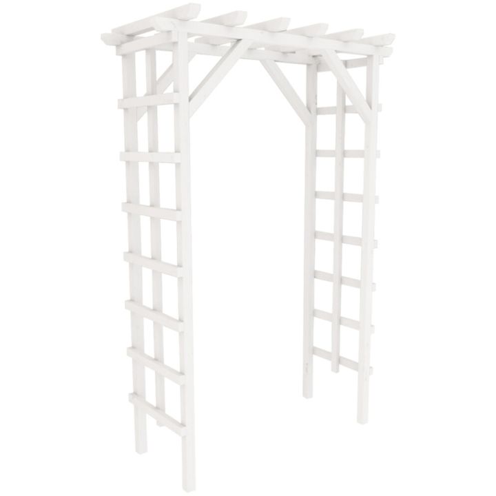 Puutarhaportti 210 x140 x 69 cm valkoinen