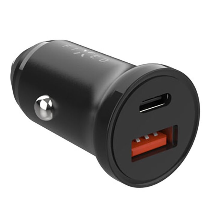 Autolaturi Fixed USB-C/USB-A musta Ø 2,5 x 4,8 cm