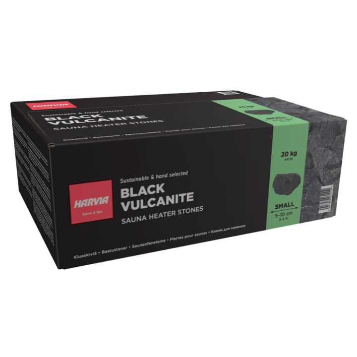 Kiuaskivet Harvia musta vulkaniitti 20 kg Ø 5–10 cm