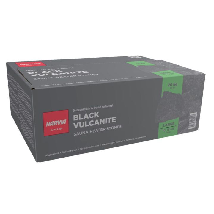 Kiuaskivet Harvia musta vulkaniitti 20 kg Ø 10–15 cm