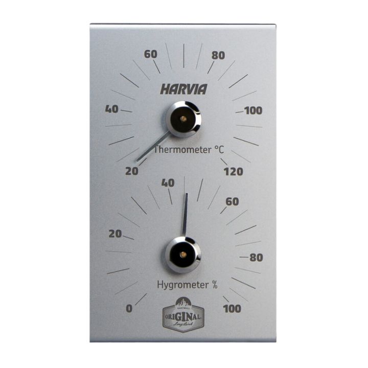 Lämpö- ja kosteusmittari Harvia x Original Long Drink harmaa
