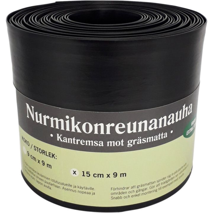 Nurmikonreunanauha 15 x 900 cm musta suora