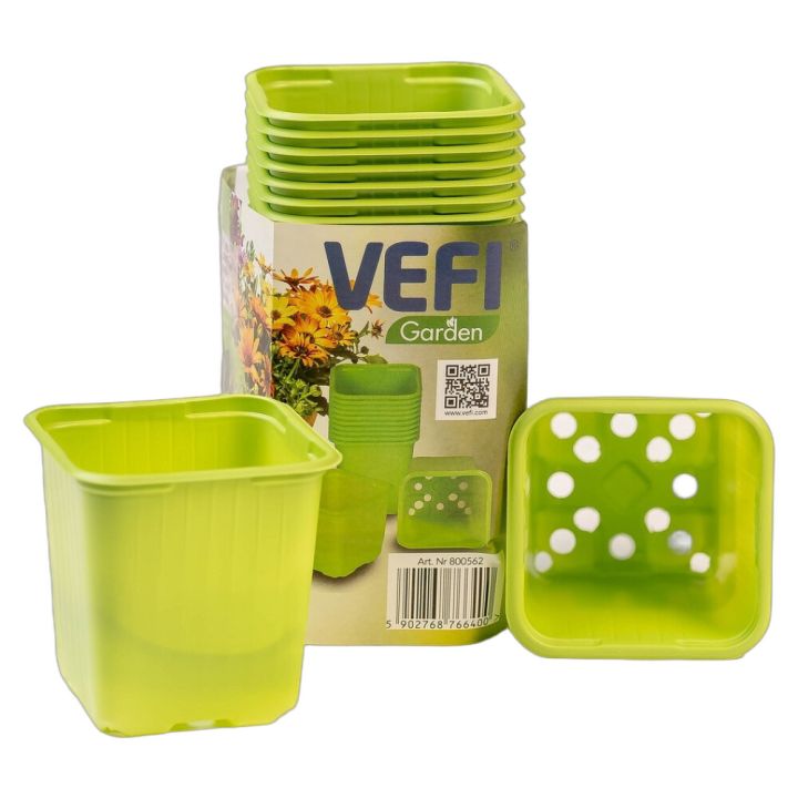 Muoviruukku Vefi lime 8 x 8 x 8 cm 20 kpl/pkt