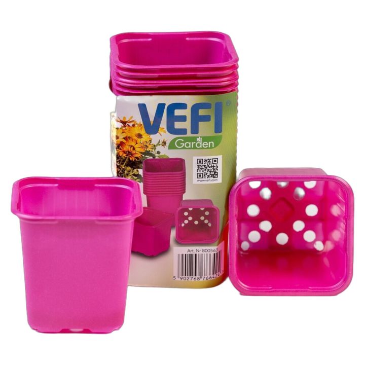 Muoviruukku Vefi pinkki 8 x 8 x 8 cm 20 kpl/pkt