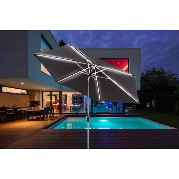 Aurinkovarjo Doppler Active LED 300 cm antrasiitti