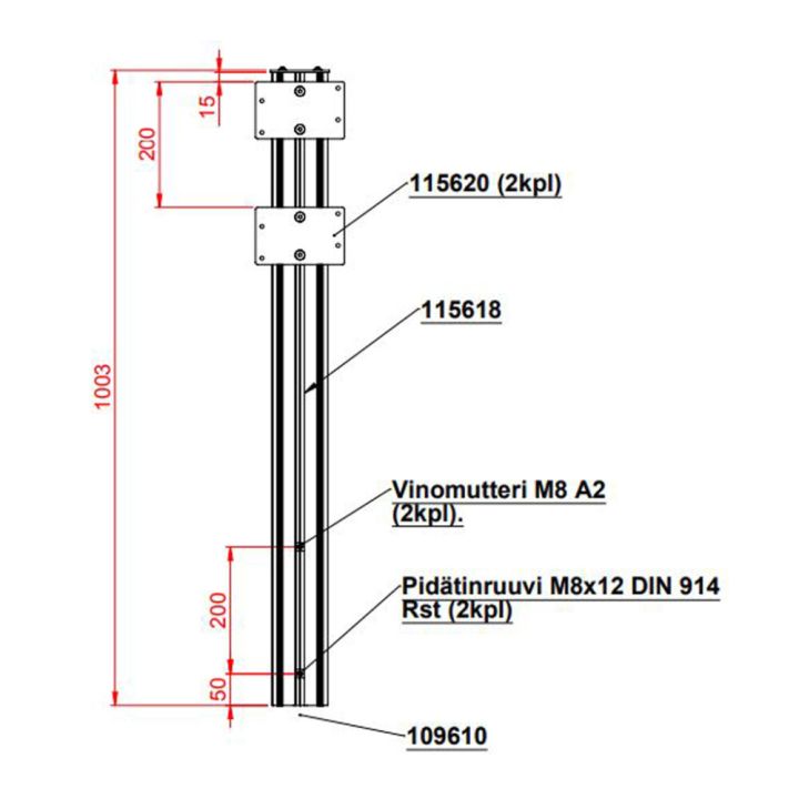 Postilaatikkotolppa Puristeteos Ø 91 x 1000 mm