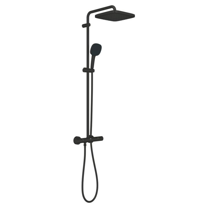 Suihkujärjestelmä GROHE Vitalio Comfort 250 Cube termostaatilla mattamusta