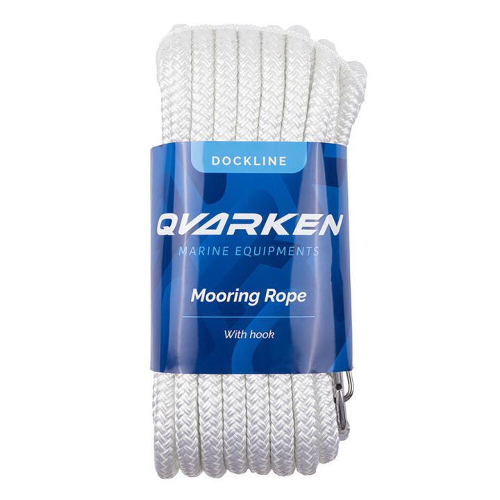 Kiinnitysköysi Qvarken Dockline karbiinihaalla valkoinen 14 mm x 6 m