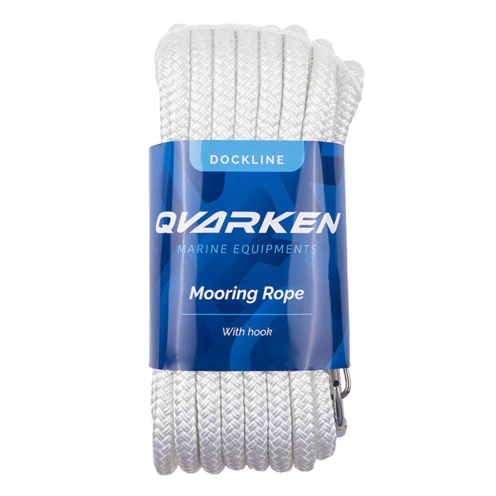Kiinnitysköysi Qvarken Dockline karbiinihaalla valkoinen 14 mm x 12 m