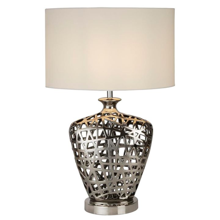 Pöytävalaisin Searchlight Network kromi/valkoinen ⌀ 36 cm