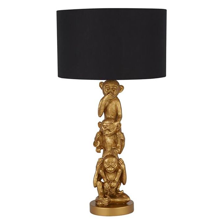 Pöytävalaisin Searchlight 3 Wise Monkey musta/kulta ⌀ 28 cm