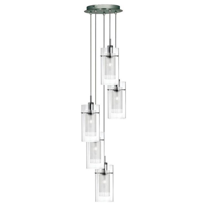Riippuvalaisin Searchlight Duo I 5-os harjattu hopea ⌀ 28 cm