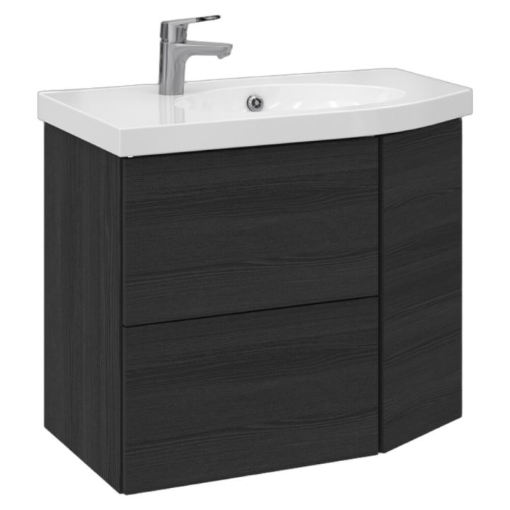 Allaskaappi Temal Mondo musta puu 77,5 x 45 x 64 cm, 2 ltk + 1 ovi, viiste oikealla