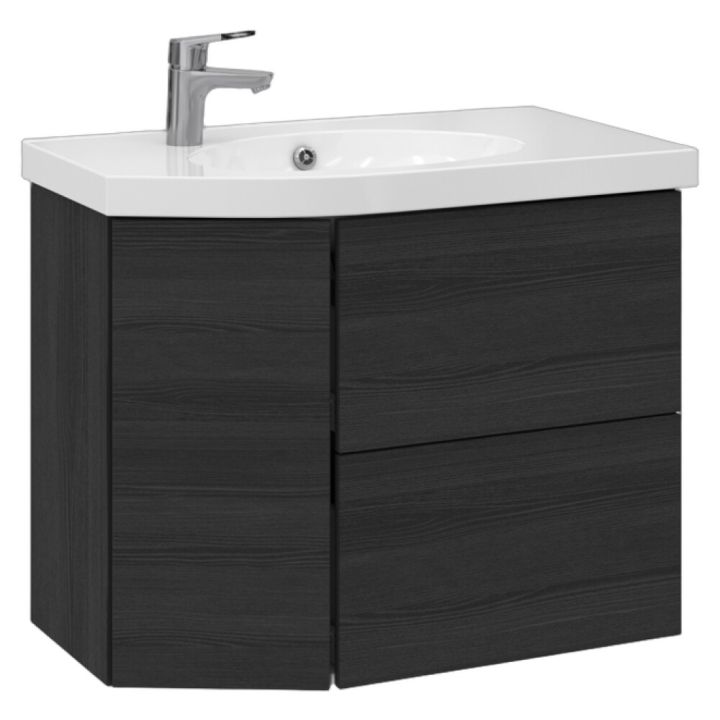 Allaskaappi Temal Mondo musta puu 77,5 x 45 x 64 cm, 2 ltk + 1 ovi, viiste vasemmalla