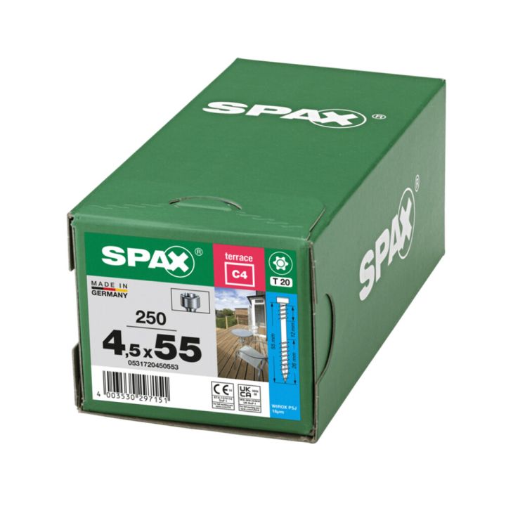 Terassiruuvi Spax C4 4,5 x 55 mm 250 kpl