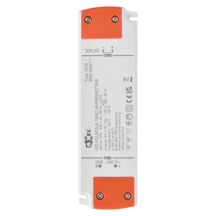 LED-muuntaja Axxel 30 W himmennettävä valkoinen 15,8 x 4,6 x 1,8 cm IP20