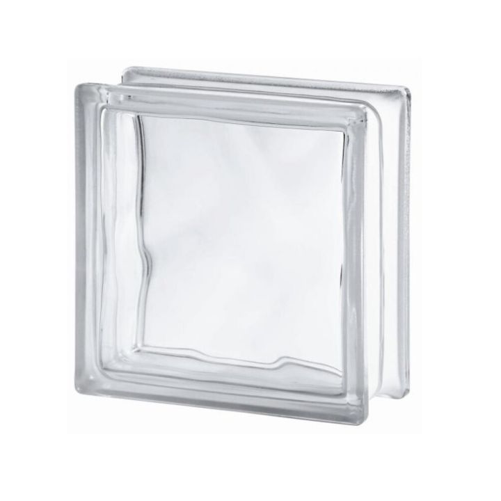 Lasitiili Seves Glassblock Wave Kirkas 19 x 19 x 8 cm