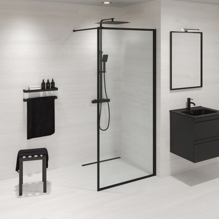 Suihkuseinä Camargue Frame 90 cm mattamusta