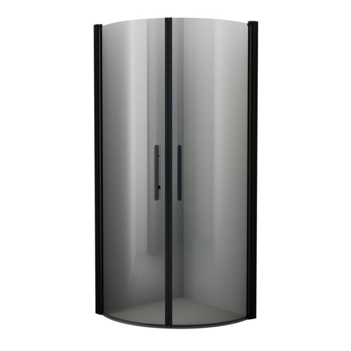 Setti: 2 kpl Lasiovea 80 x 200 cm, 2 kpl Kehyslistaa ja 2 kpl Kahvaa Camargue Skärgård Savulasi/Musta profiili