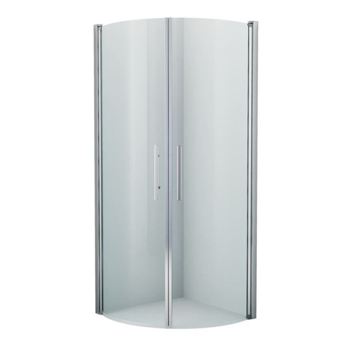 Setti: 2 kpl Lasiovea 80 x 200 cm, 2 kpl Kehyslistaa ja 2 kpl Kahvaa Camargue Skärgård Kirkas lasi/Kromi profiili