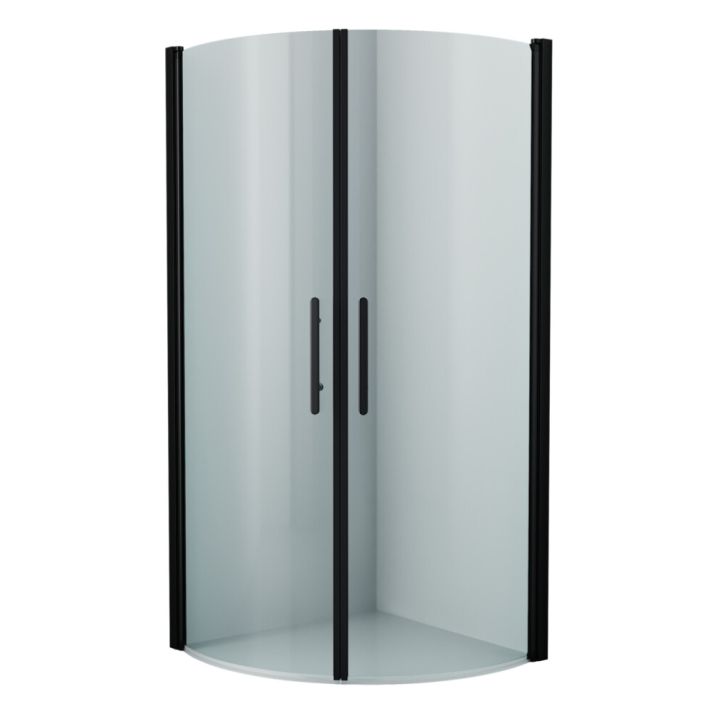 Setti: 2 kpl Lasiovea 90 x 200 cm, 2 kpl Kehyslistaa ja 2 kpl Kahvaa Camargue Skärgård Kirkas lasi/Musta profiili