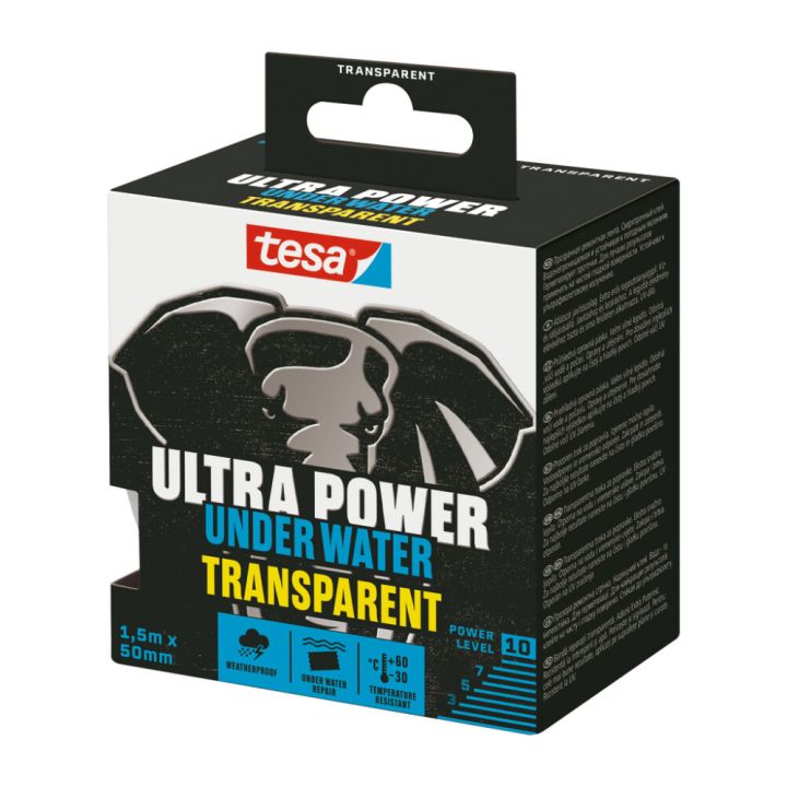 Ultra Power Under Water Transparent tesa® korjausteippi 1,5 m x 50 mm
