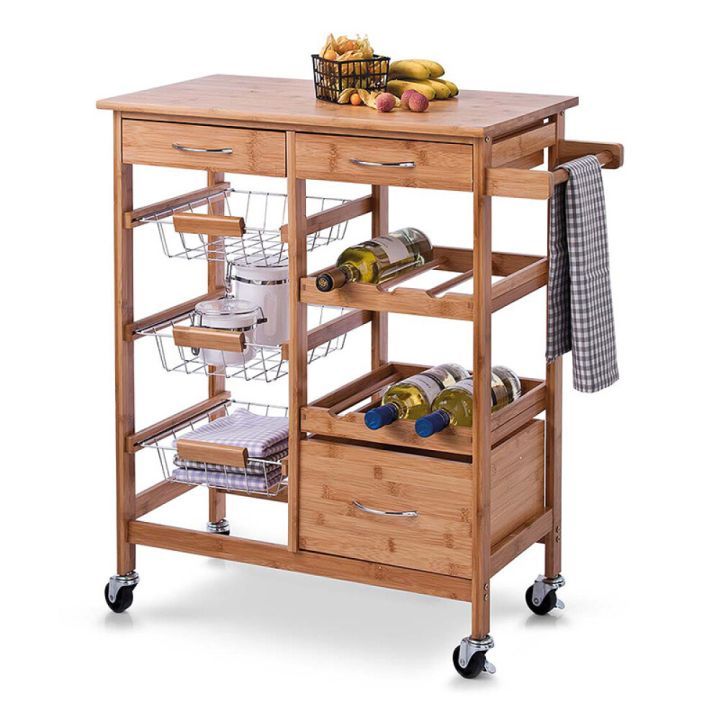 Keittiövaunu Zeller bambu 66 x 38 x 84 cm