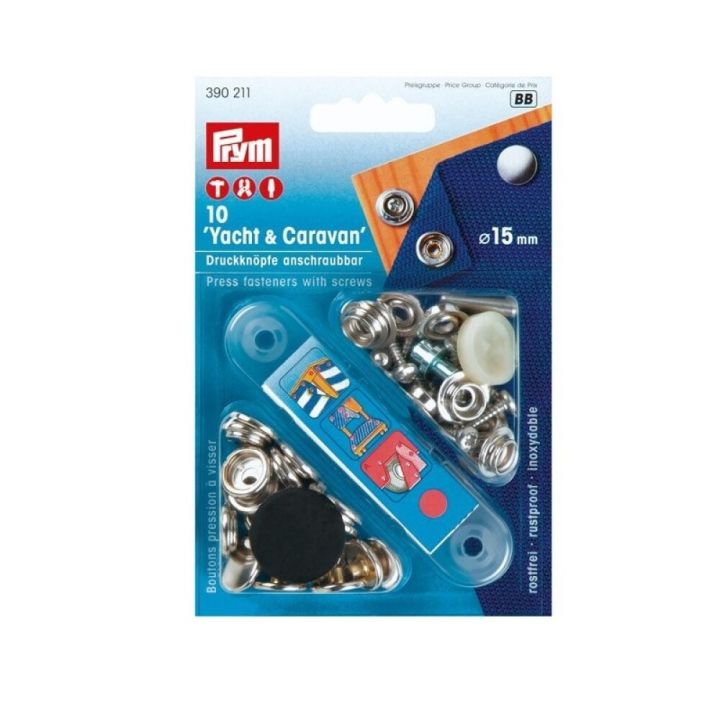 Messinkinen painonappi Prym ruuvattava Ø 15 mm 10 kpl/pkt