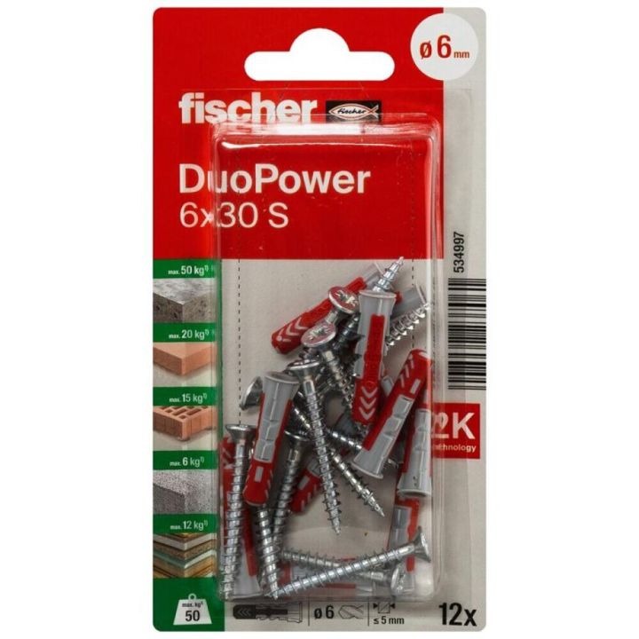 Tulppa + Ruuvi Fischer Duopower 6 x 30 S K