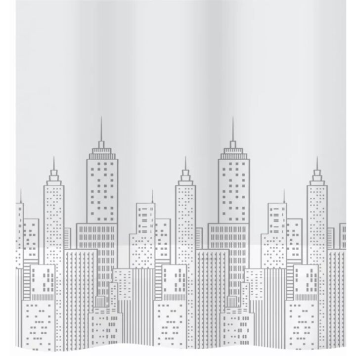 Tekstiilisuihkuverho Diaqua Peva Skyline harmaa/valkoinen 180 x 200 cm
